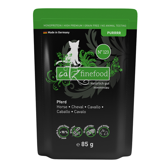 catz finefood Purrrr Pouch -säästöpakkaus: 16 x 85 g - No. 123 - hevonen