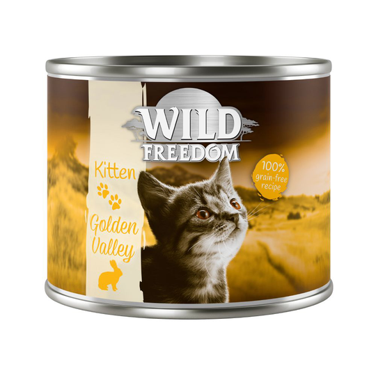 5 + 1 kaupan päälle! Wild Freedom 6 x 200 g - Kitten Golden Valley kani & kana 6 x 200 g