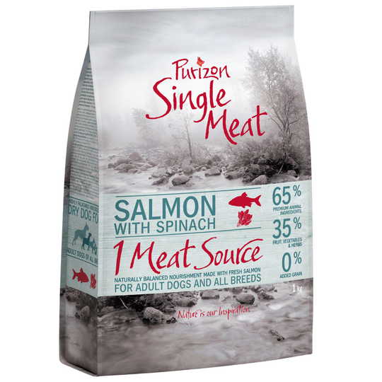Purizon Single Meat -kokeilupakkaus - Duck & Apple + Chicken & Pumpkin + Salmon & Spinach, 3 kg
