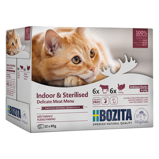Bozita Indoor & Sterilised -lajitelma 12 x 85 g - hyytelö
