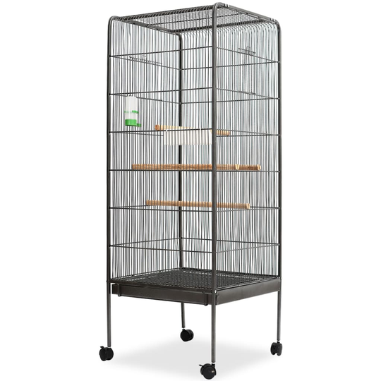 vidaXL Lintuhäkki musta 54x54x146 cm teräs