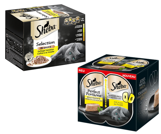 48 x 85 g Sheba-rasiat + 48 x 37,5 g Perfect Portions -kanaruokaa erikoishintaan! - Selection in Sauce