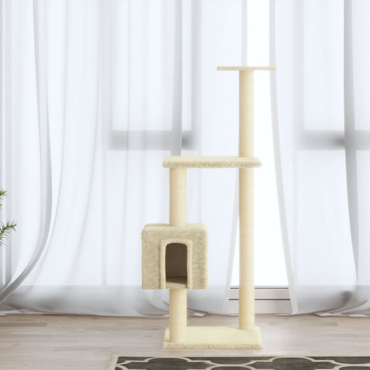 vidaXL Kissan kiipeilypuu sisal- raapimispylväillä kerma 104 cm