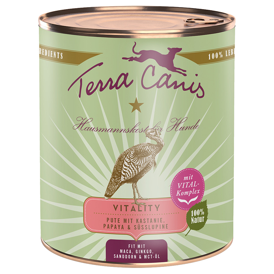 Terra Canis Vitality Menu 6 x 800 g - kalkkuna, kastanja, papaija & lupiini