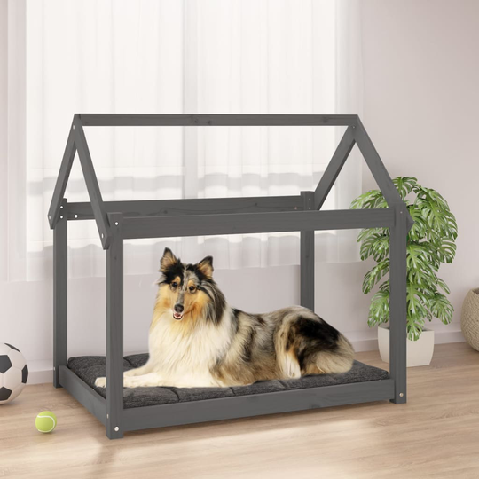 vidaXL Koiransänky harmaa 101x70x90 cm täysi mänty
