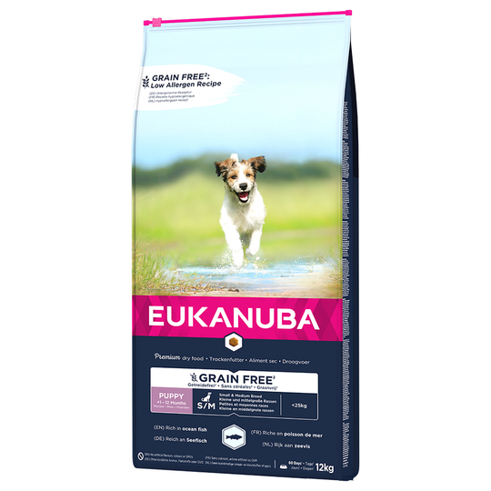 Eukanuba Grain Free Puppy Small / Medium Breed lohi - 12 kg