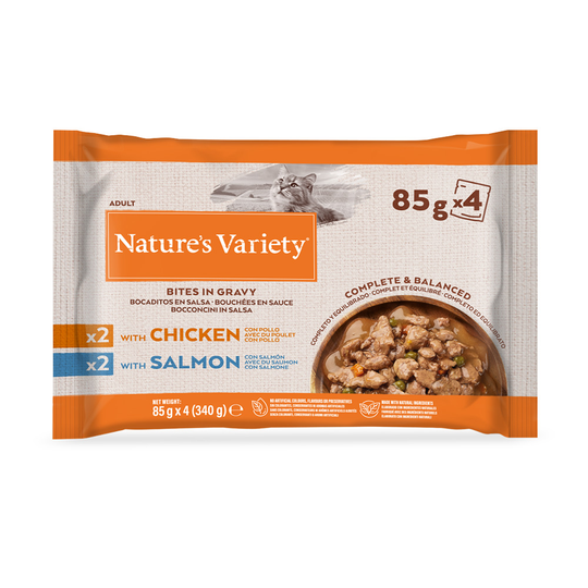Nature's Variety Bites kastikkeessa 44 x 85 g - kana & lohi