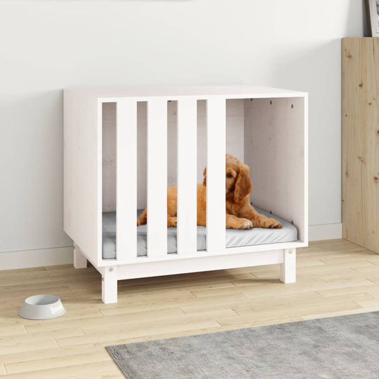 vidaXL Koirankoppi valkoinen 70x50x62 cm täysi mänty