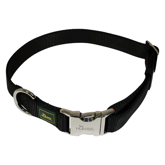 HUNTER Vario Basic Alu-Strong -nailonpanta, musta - L-koko: kaulanympärys 45 - 65 cm, leveys 25 mm