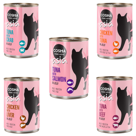 12 x 400 g Cosma Original ja Cosma Asia erikoishintaan! - Asia lajitelma 1(5 makua)