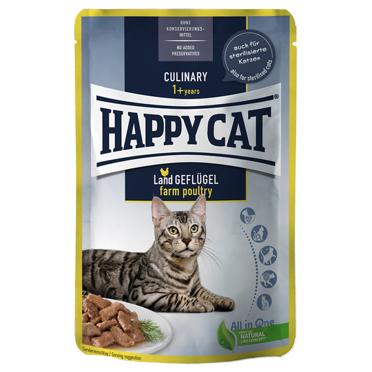 Happy Cat Pouch Meat in Sauce 12 x 85 g - Farm Poultry