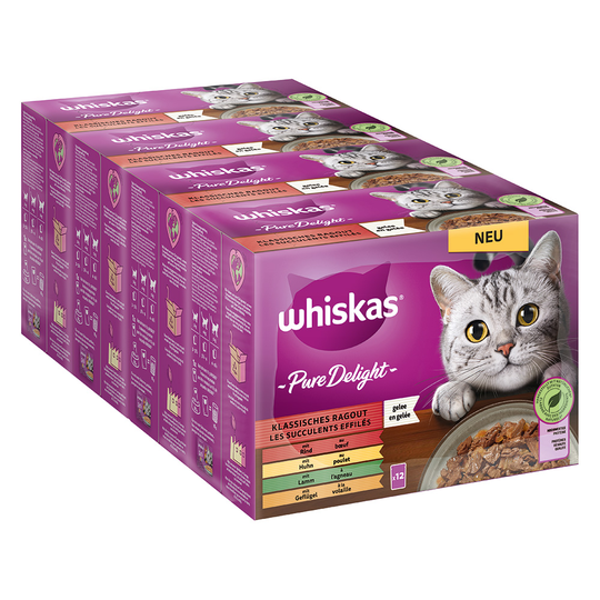 Whiskas Pure Delight Pouches 48 x 85 g - perinteinen ragu hyytelössä