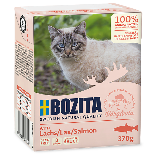 Bozita Chunks -säästöpakkaus 48 x 370 g - in Gravy: lohi